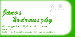 janos modranszky business card