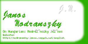 janos modranszky business card
